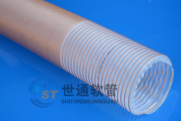 PU鋼絲伸縮軟管，PU鍍銅鋼絲軟管,PU伸縮吸塵通風(fēng)軟管