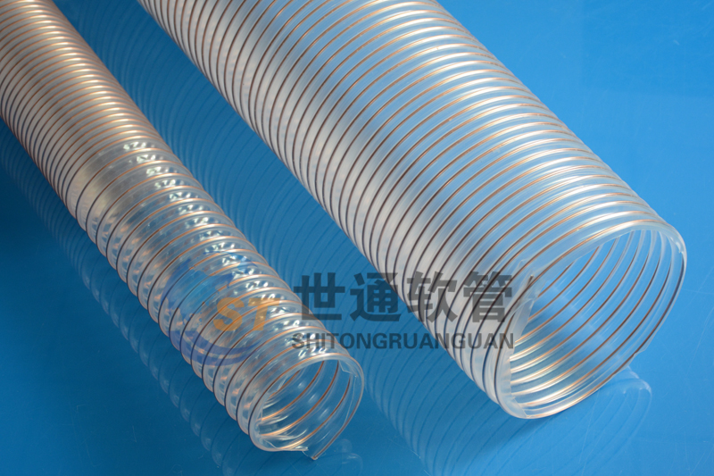 PU鋼絲伸縮軟管,PU伸縮管,PU鋼絲伸縮管用于木工機械,雕刻機,鉆孔機開料機通風(fēng)吸塵